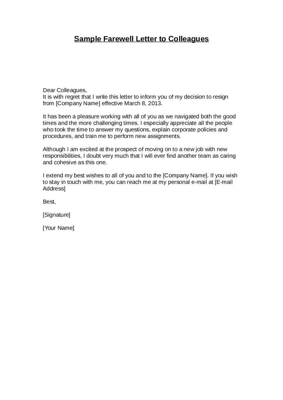 Funny Farewell Letter To Coworkers 10 Amazing Goodbye