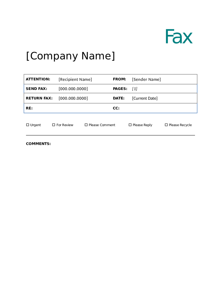 Fax Cover Sheet Templates