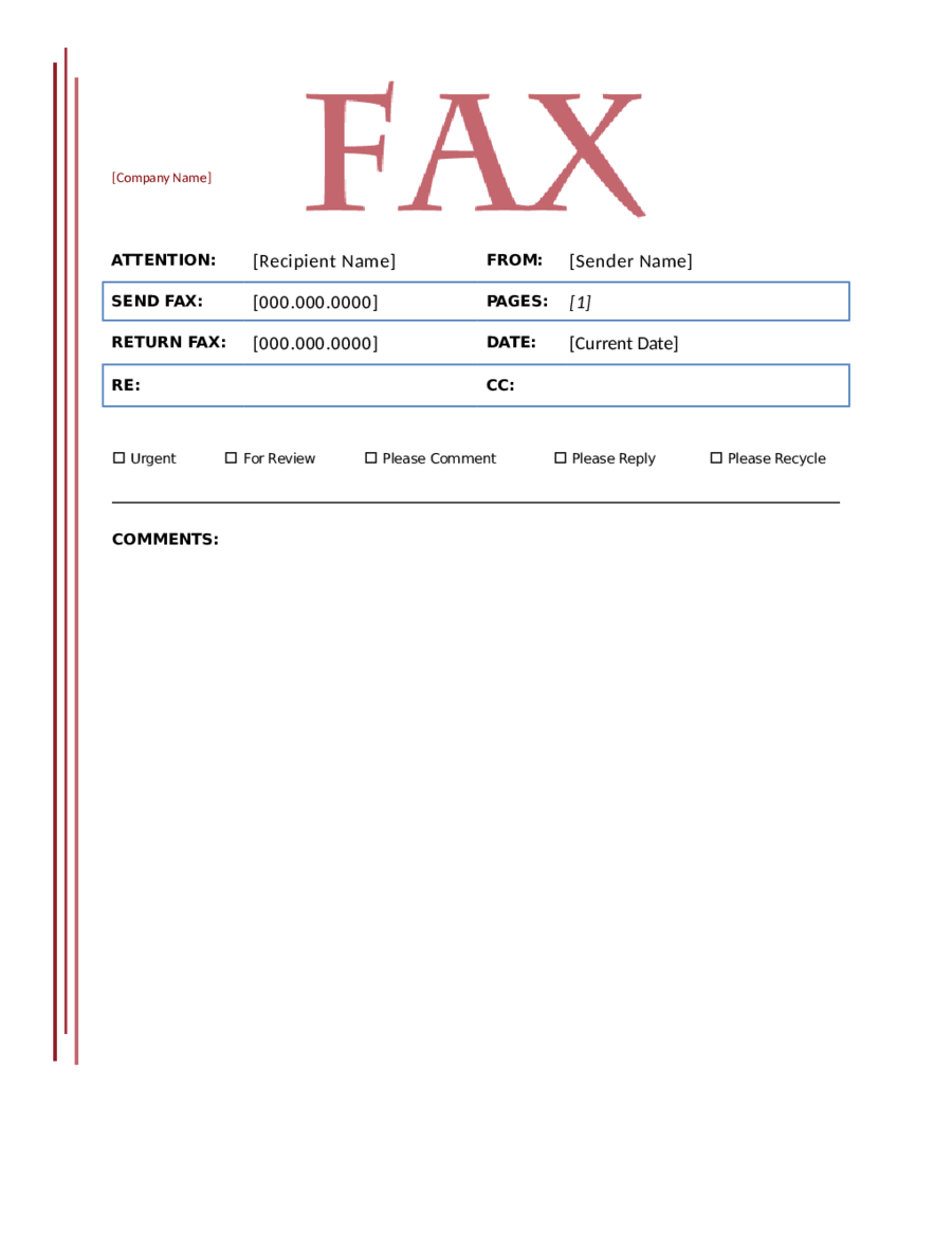 Fax Cover Sheet Template Download