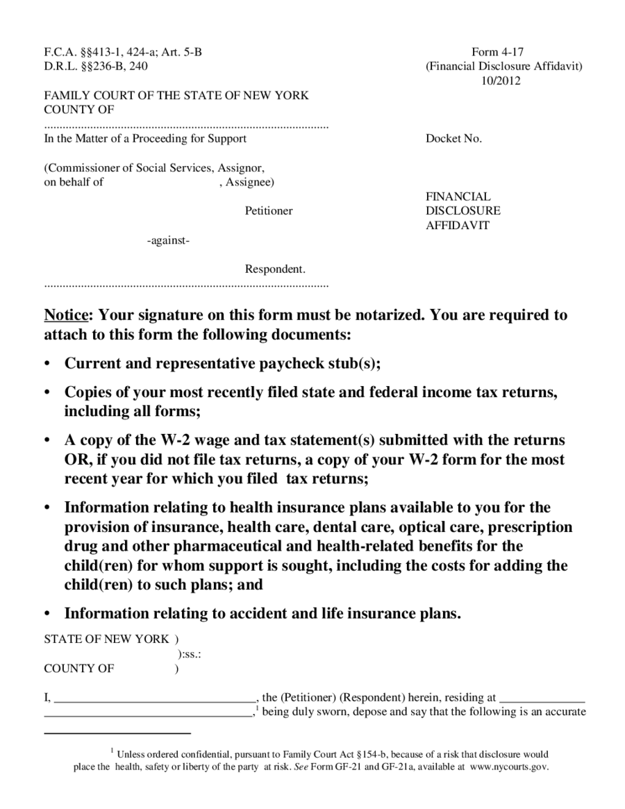Financial Affidavit Form 4-17