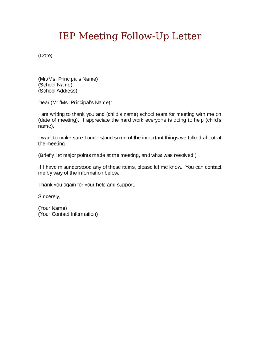 Follow Up Letter Template