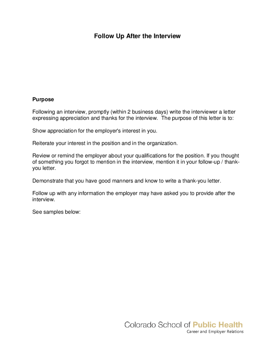 Interview Follow Up Letter Collection Letter Template Collection