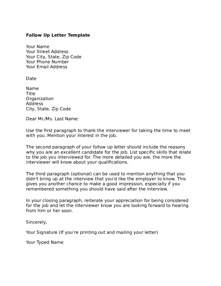 Follow-Up Letter Template - Edit, Fill, Sign Online | Handypdf