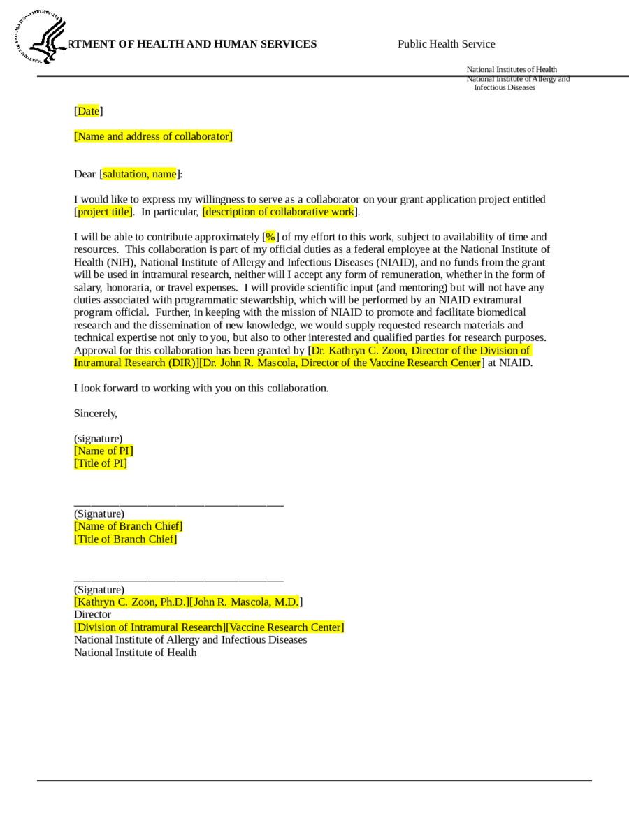 Formal Letter Collaboration Template