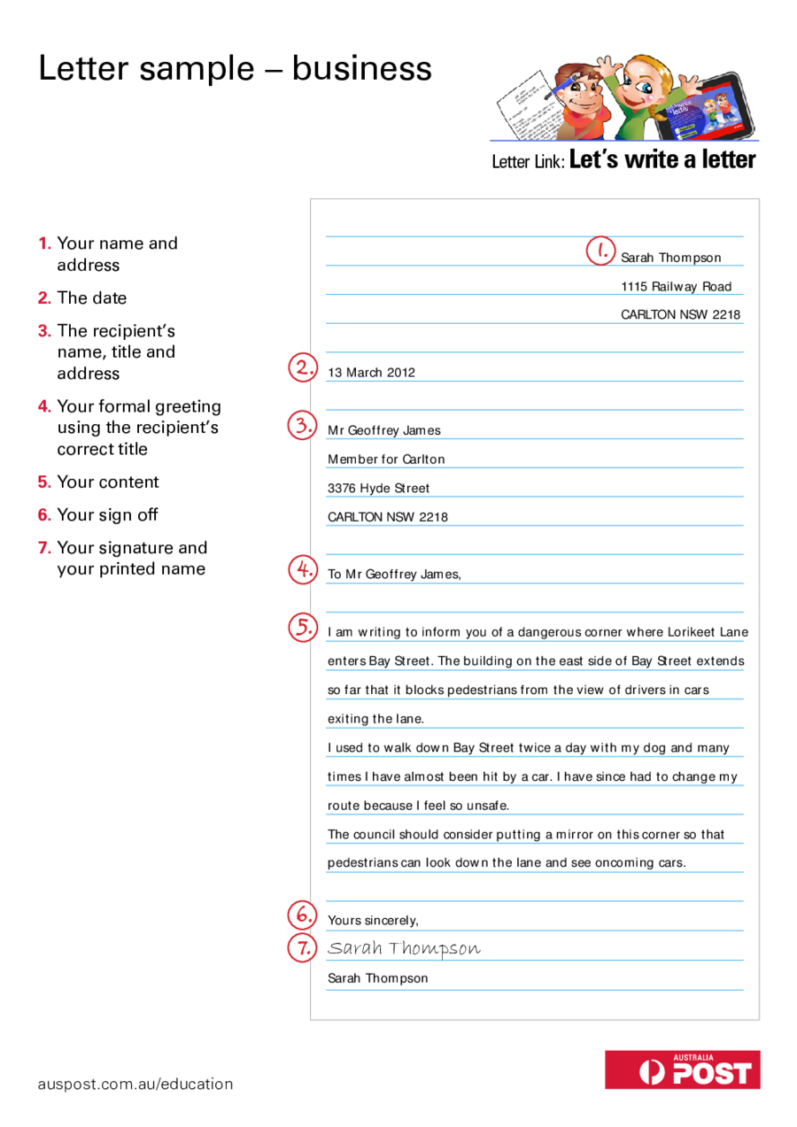 formal letter layout template