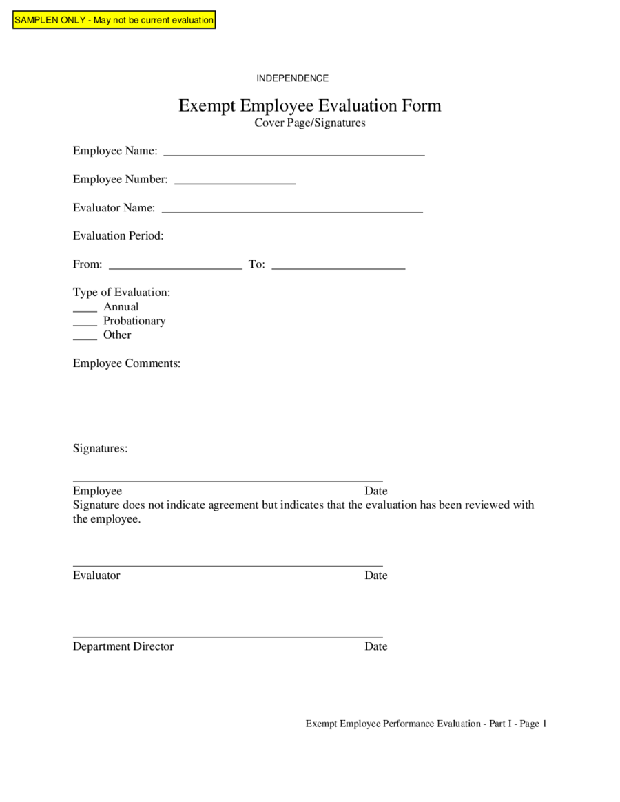 Exempt employee evaluation form