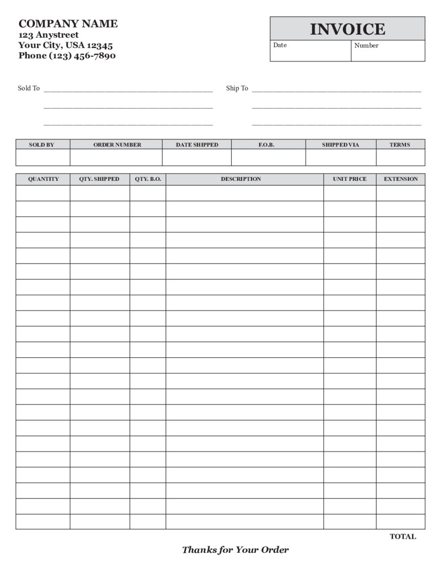 Free Simple Invoice Template Edit Fill Sign Online Handypdf