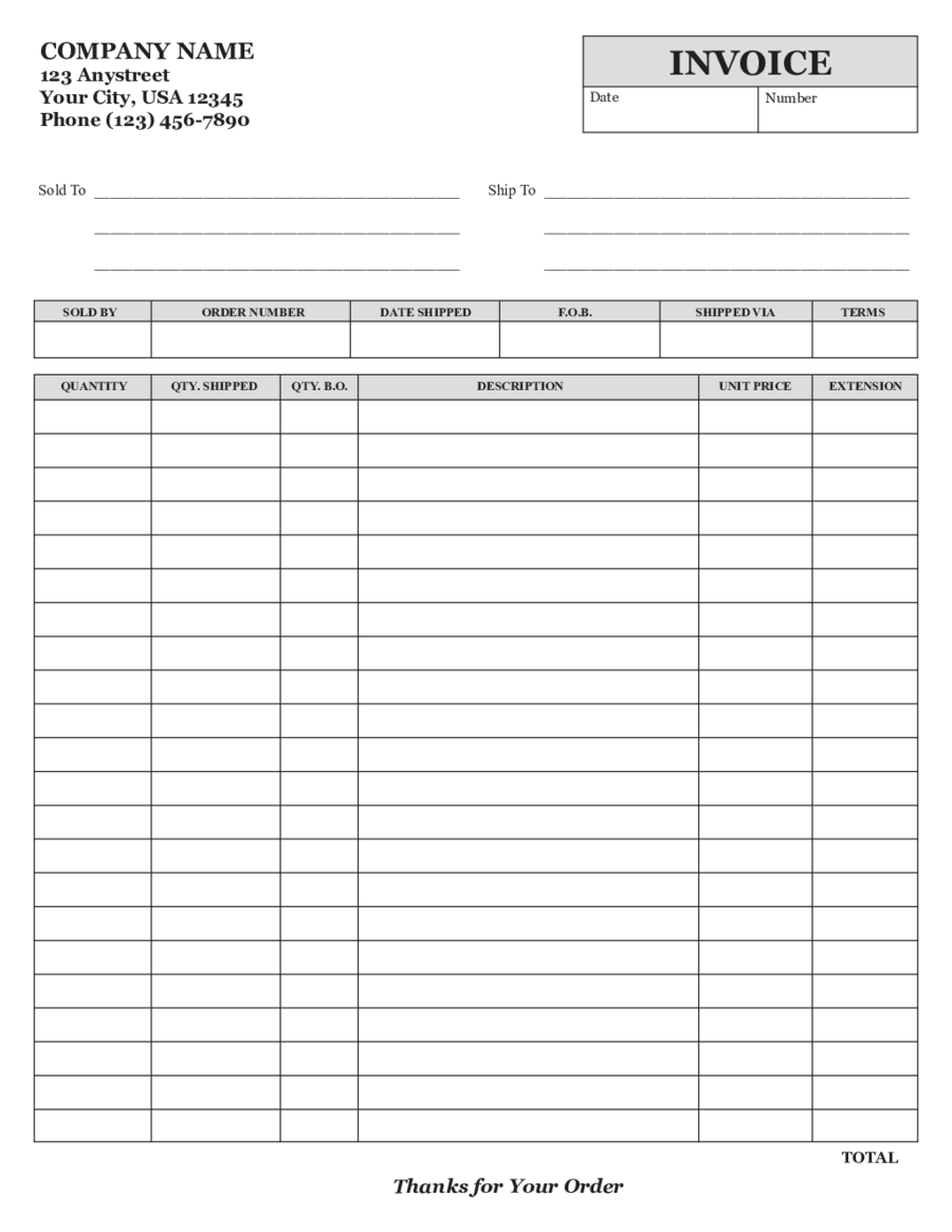 2022 invoice template fillable printable pdf forms handypdf