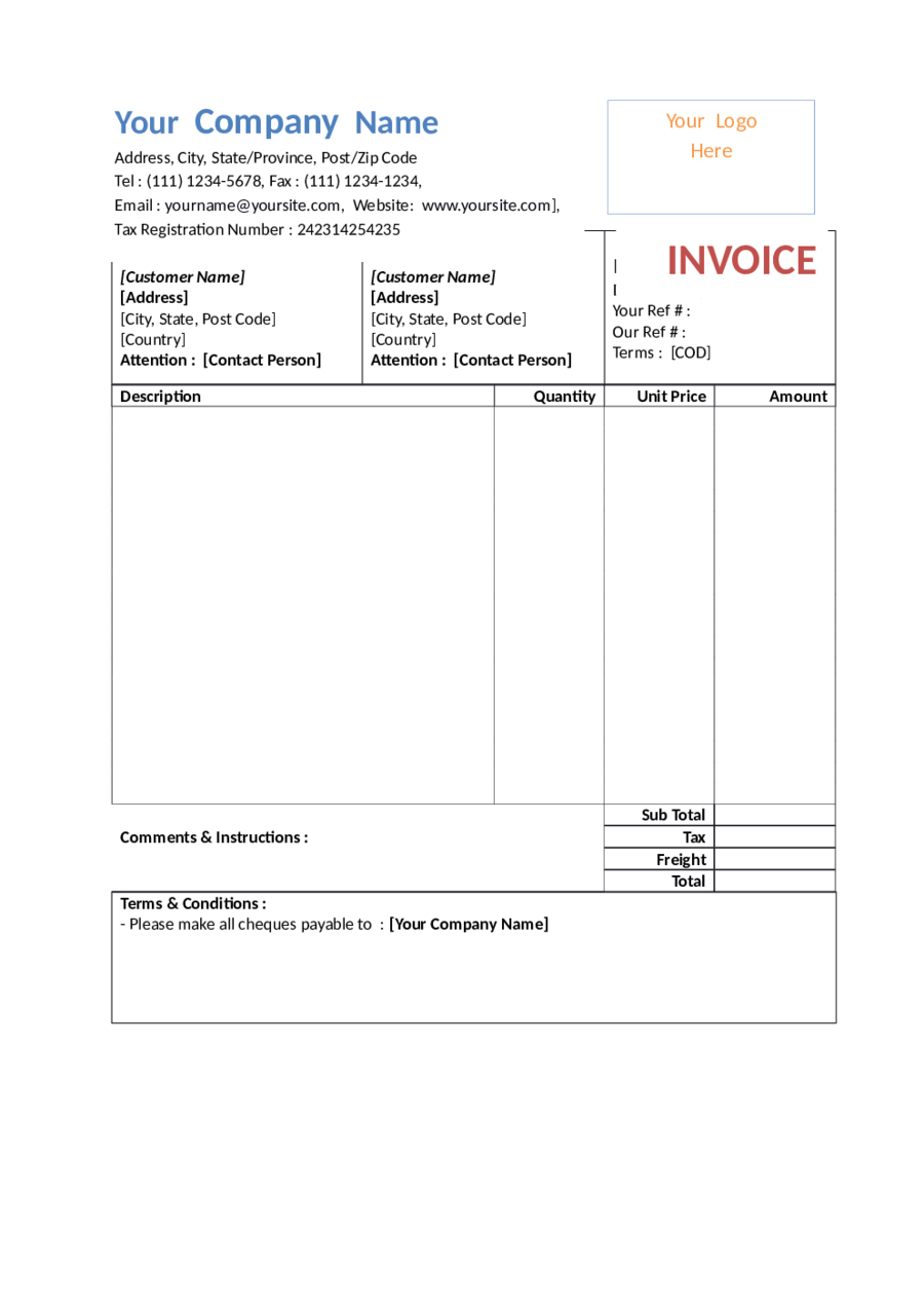 Free Printable Gst Invoice Templates 1771