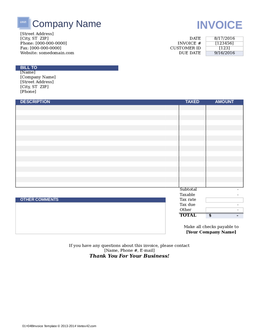 Free Invoice Template Edit Fill Sign Online Handypdf