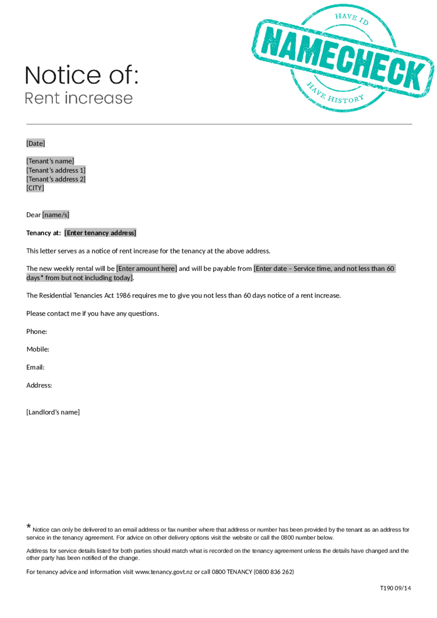 free-rent-increase-letter-template