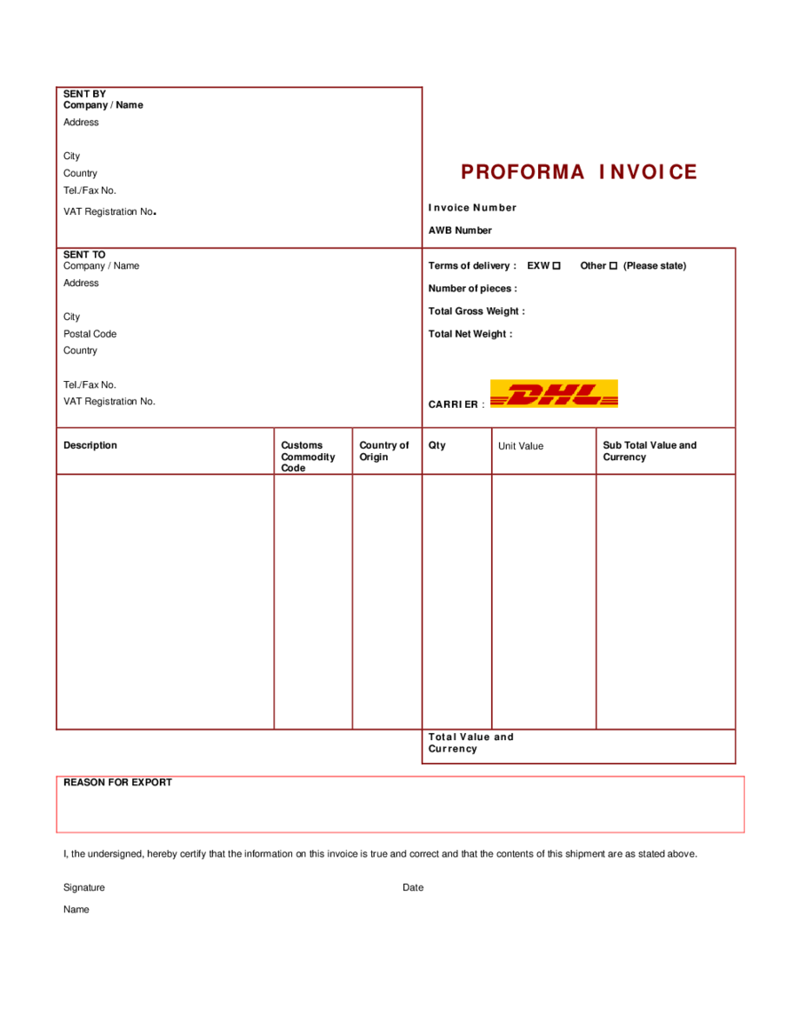 Simple Proforma Invoice Template