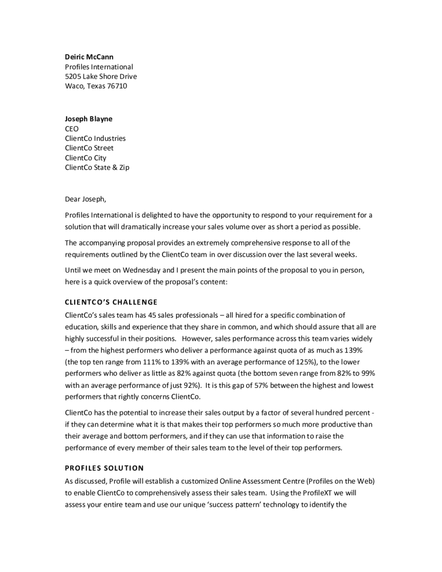 Business Proposal Sample Letter