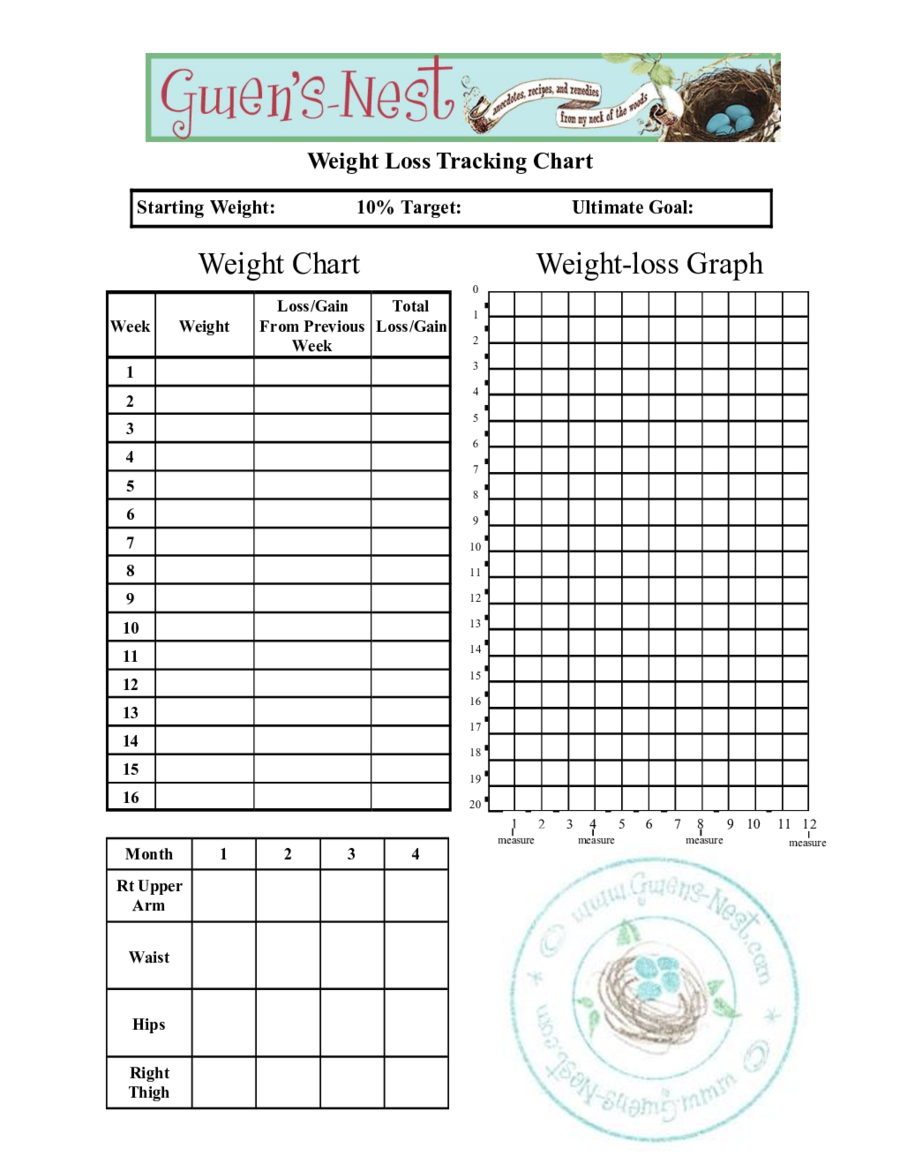 personal weight loss tracker with bmi template