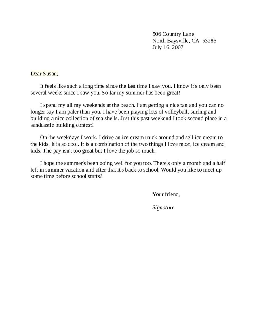 2020 Friendly Letter Format - Fillable, Printable PDF ...