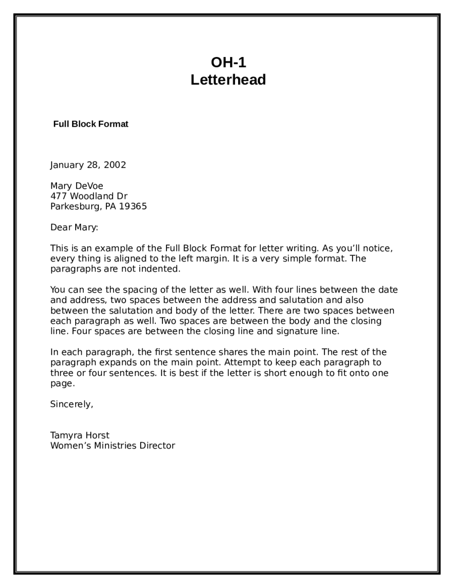 Block Format Business Letter