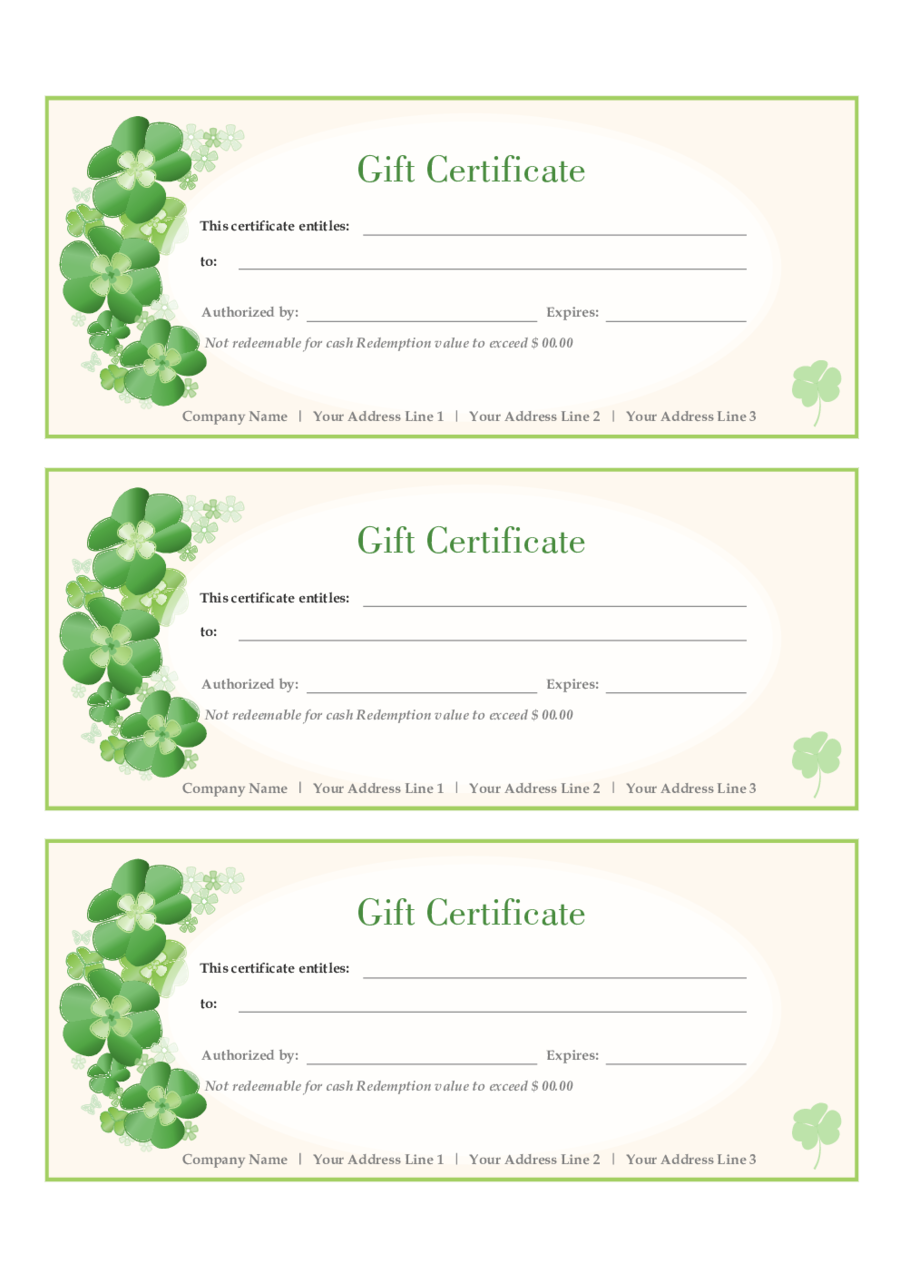 Printable Gift Certificates Templates Free Creative Professional