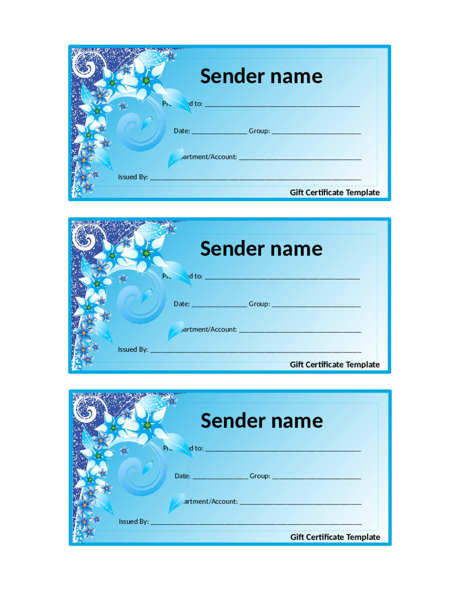 Blank Gift Certificate Forms