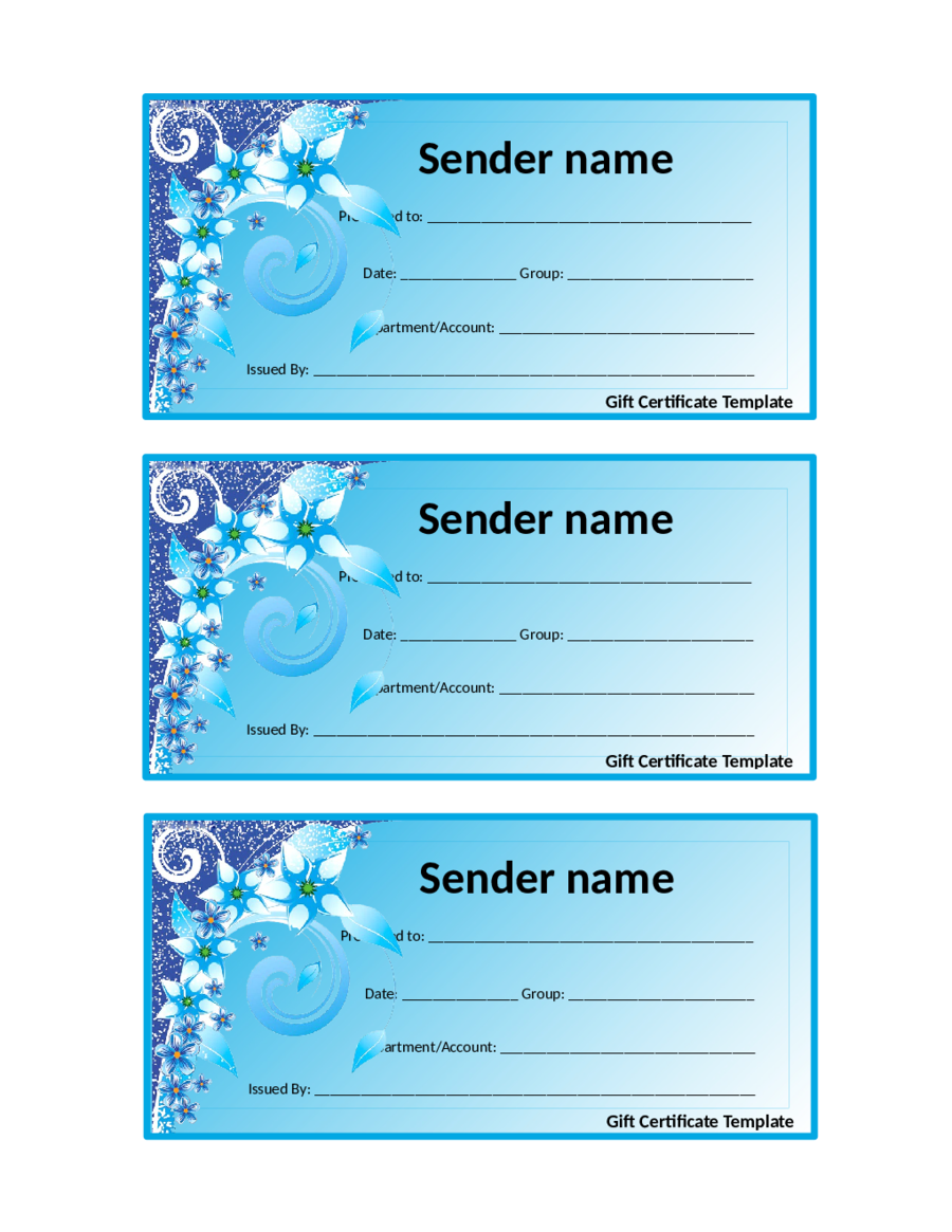 2018 Gift Certificate Form  Fillable, Printable PDF \u0026 Forms  Handypdf