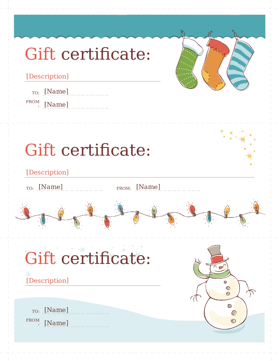 Printable Gift Certificates Template DocTemplates