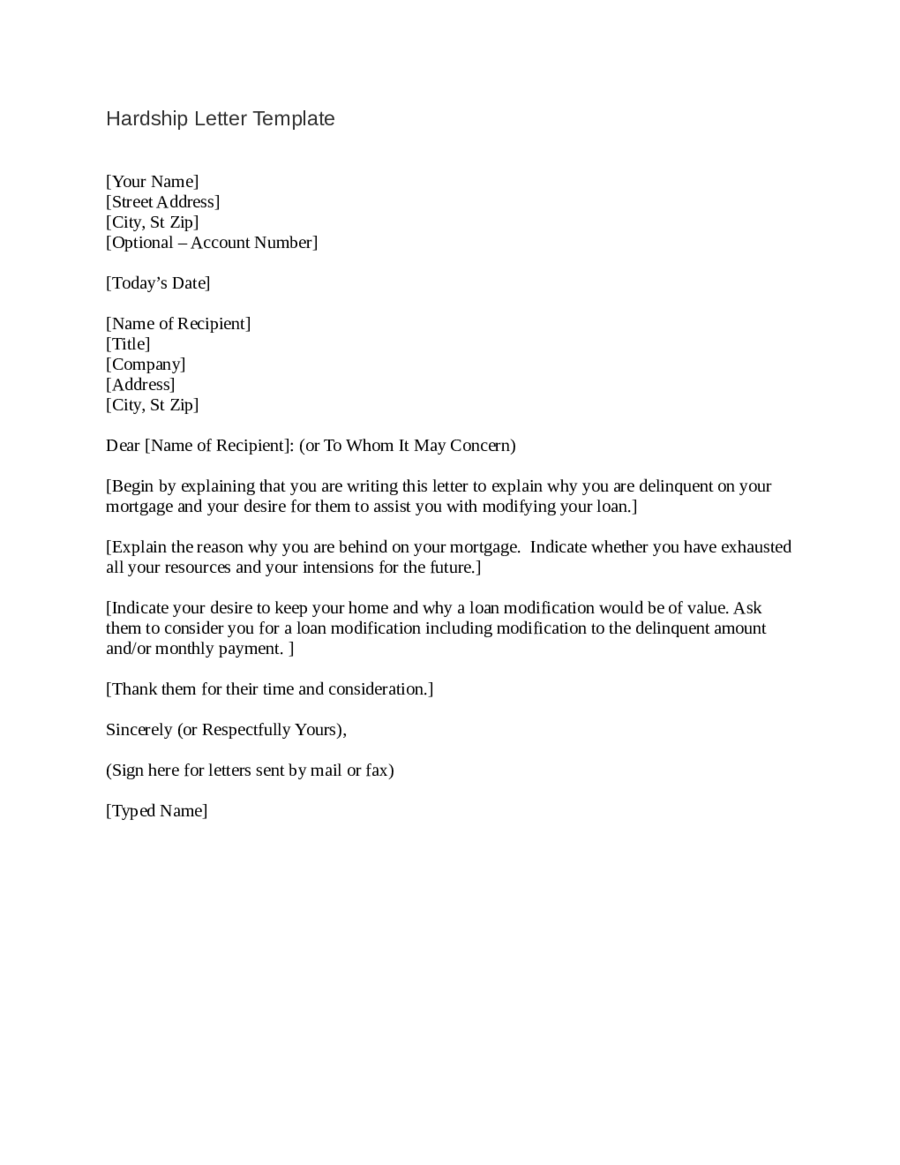 Hardship Letter Templates 3936