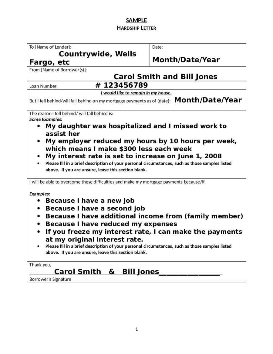 2024 Hardship Letter Fillable Printable PDF Forms Handypdf