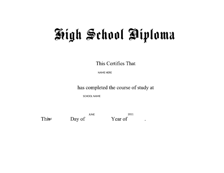 High school diploma printable