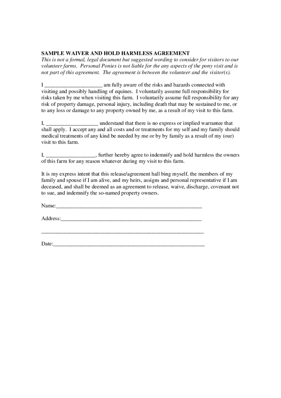 Hold Harmless Letter Template from handypdf.com