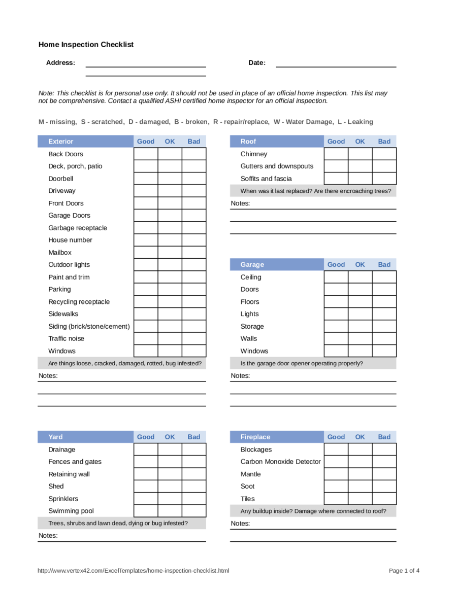 Home Inspection Checklist Template - Edit, Fill, Sign Online Regarding Home Inspection Report Template Pdf