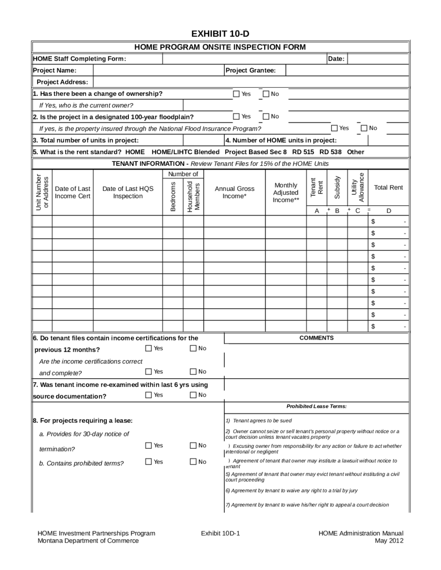 home inspection form