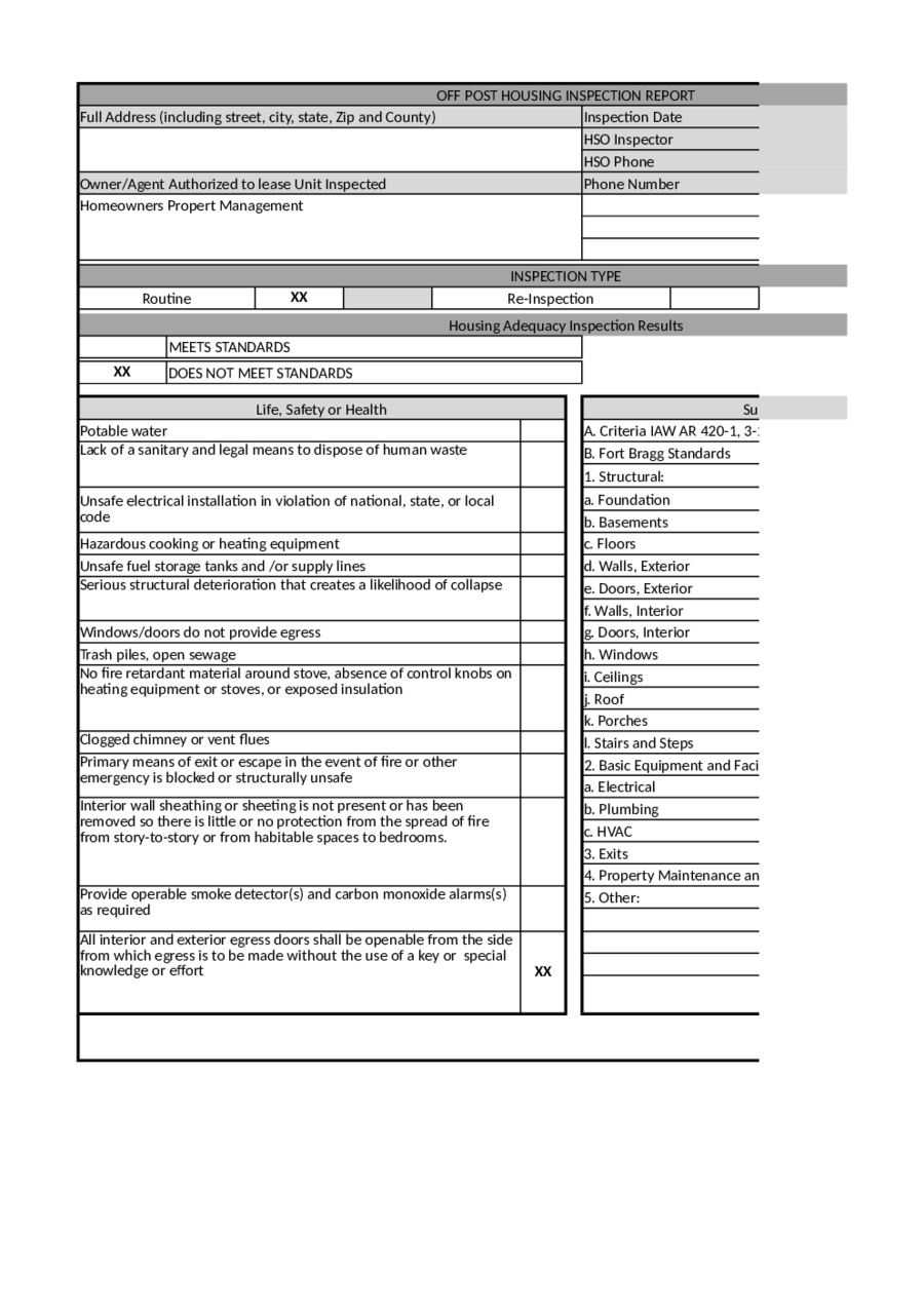 buyers response to home inspection form