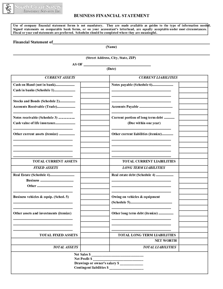 Income statement Example