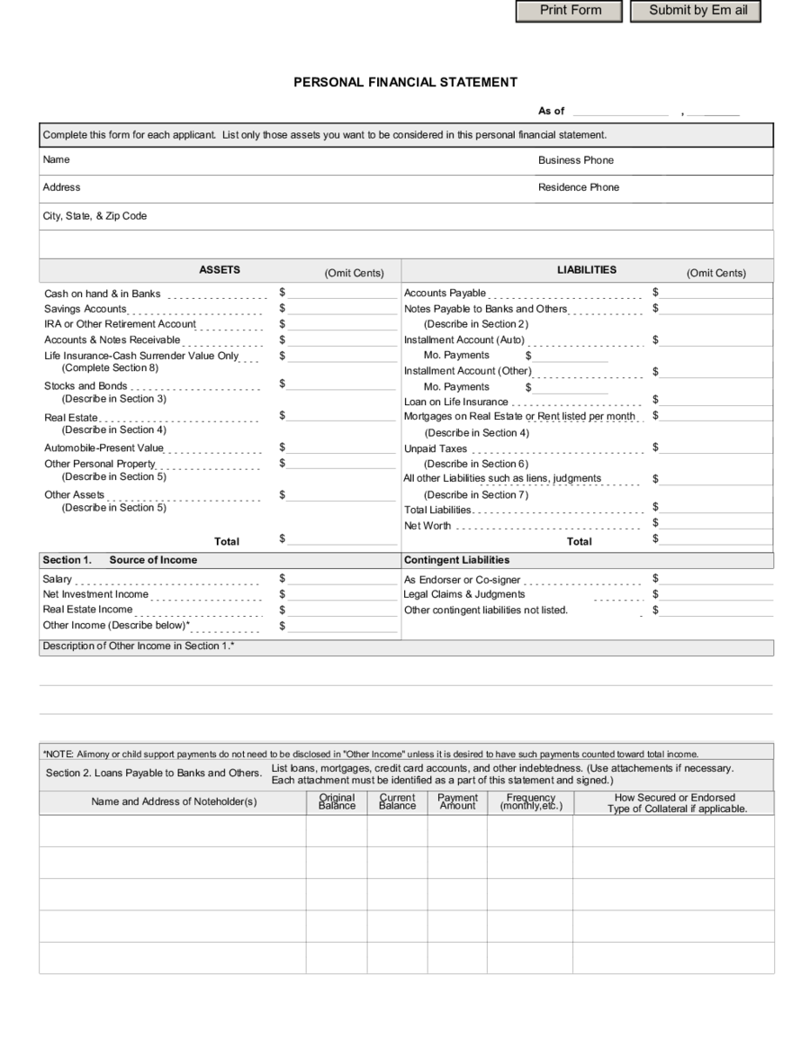 Income Tax Calculation Statement Form