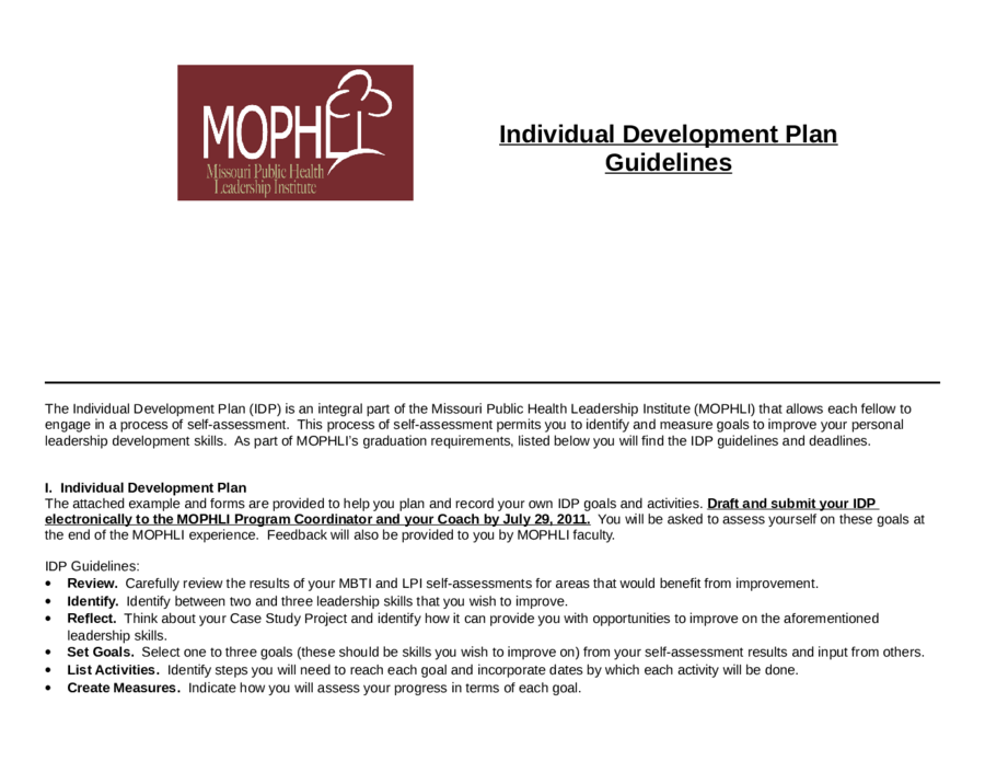 Individual Development PlanGuidelines