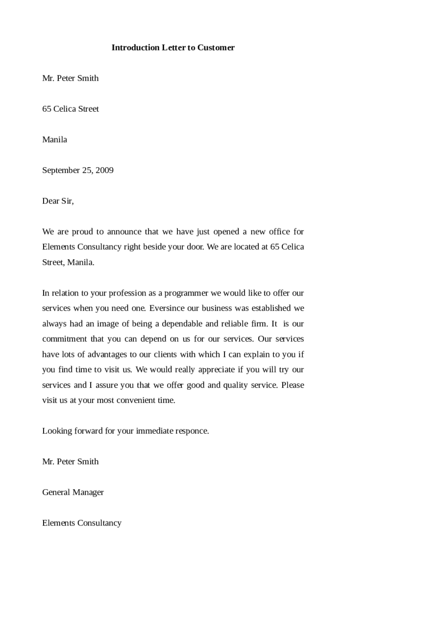 Letter Of Introduction Template For Business