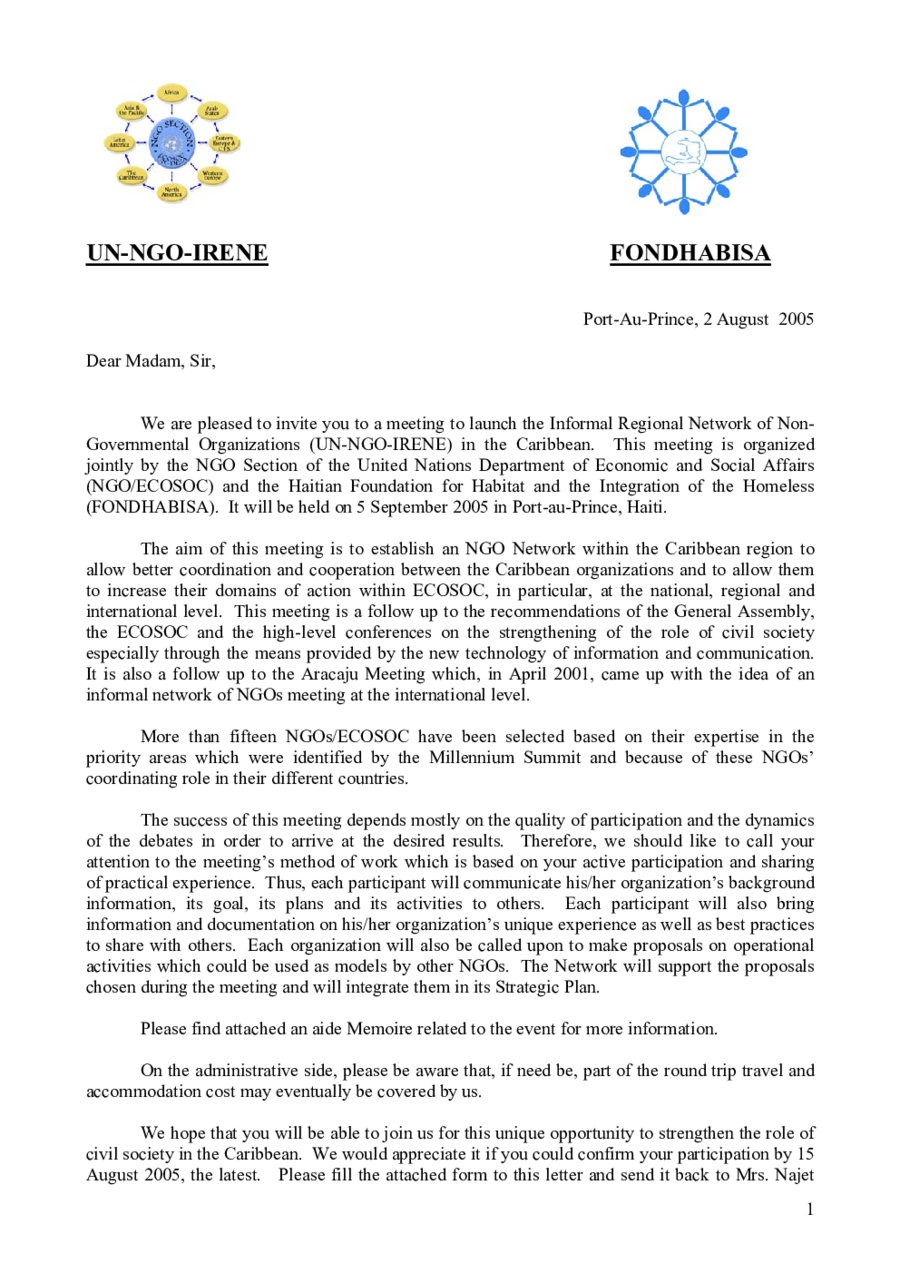 Invitation Letter Sample (UN-NGO-IRENE)
