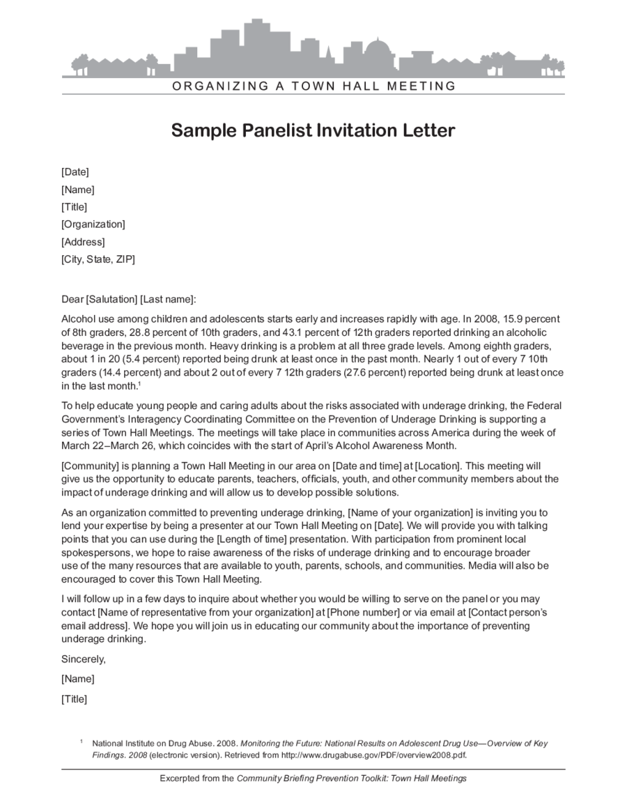 Sample Panelist InviteLetter 