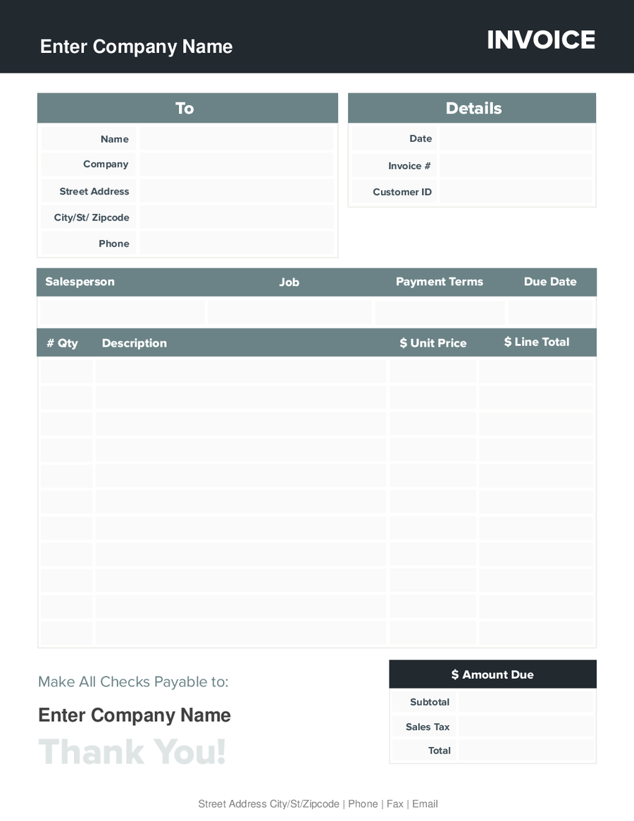 Simple Catering-Invoice Template