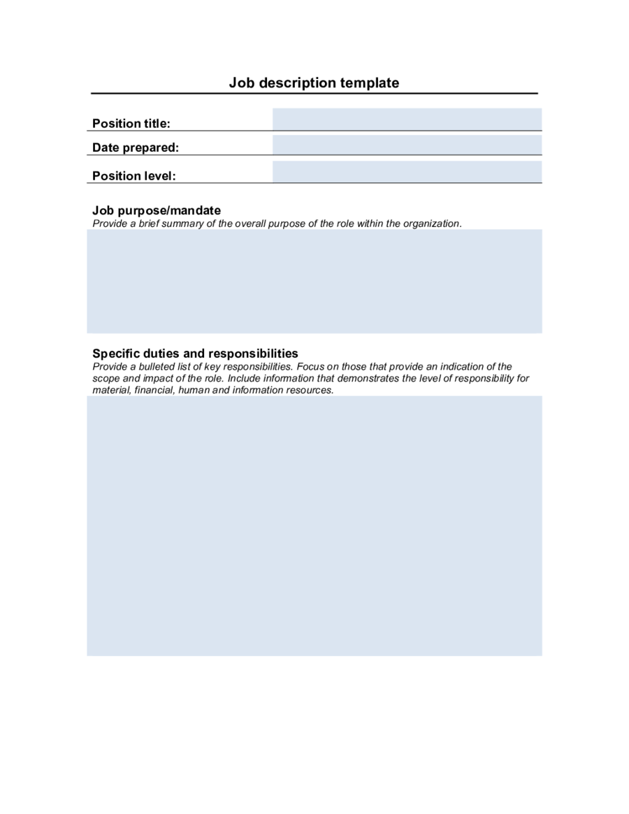 Job Description Template