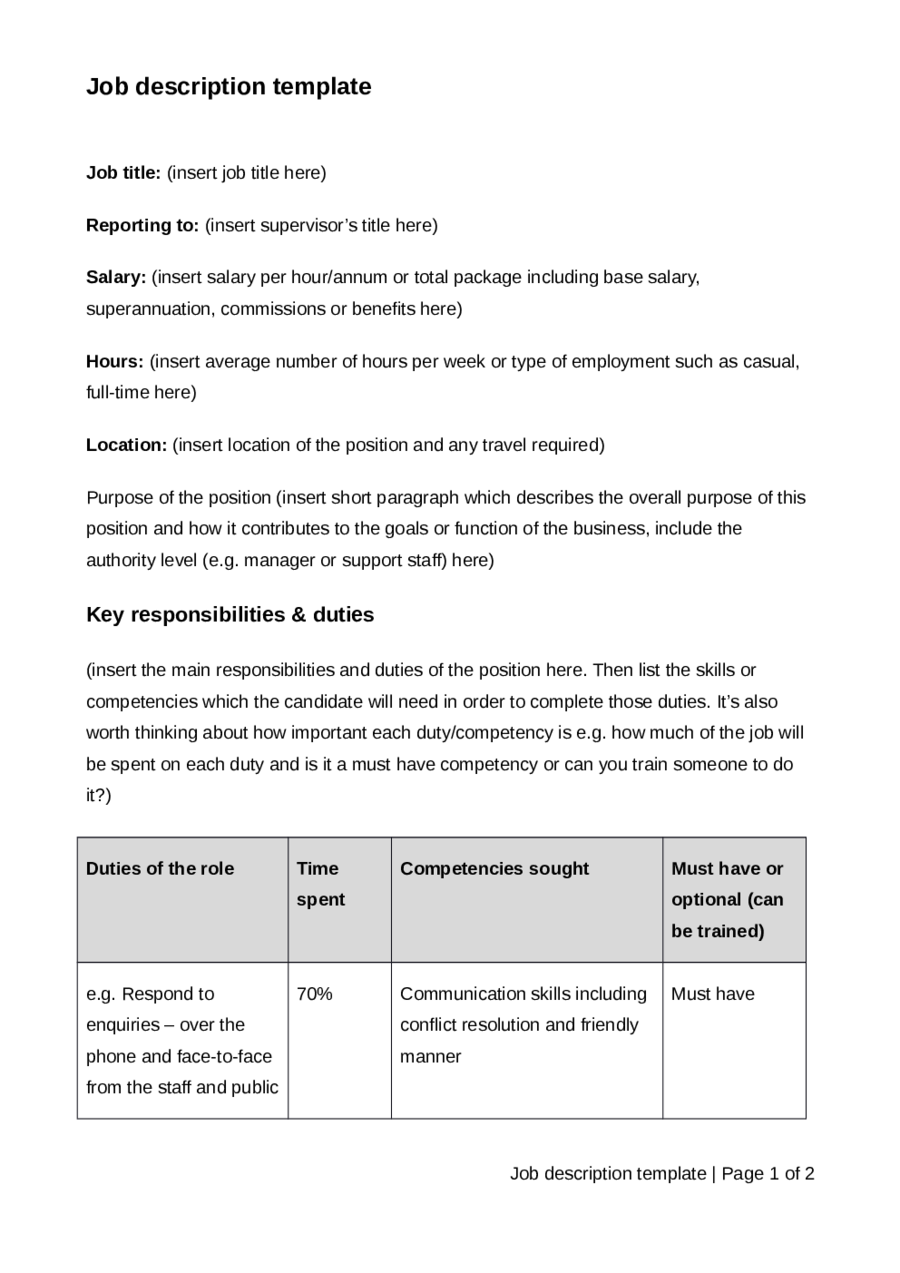 Office Manager Job Description Template