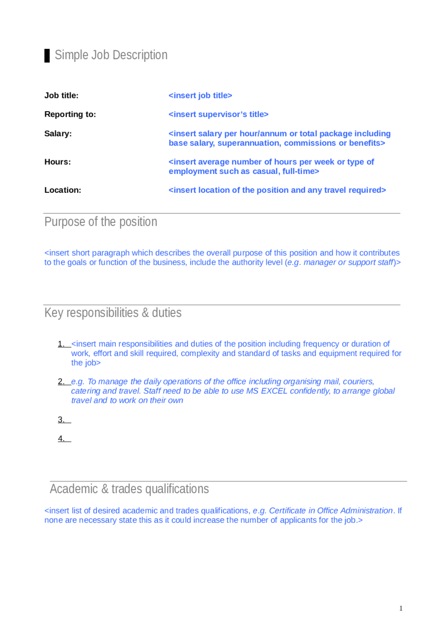 Job Description Template 05 