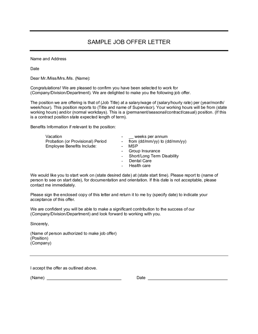 Sample JOb Offer Letter New