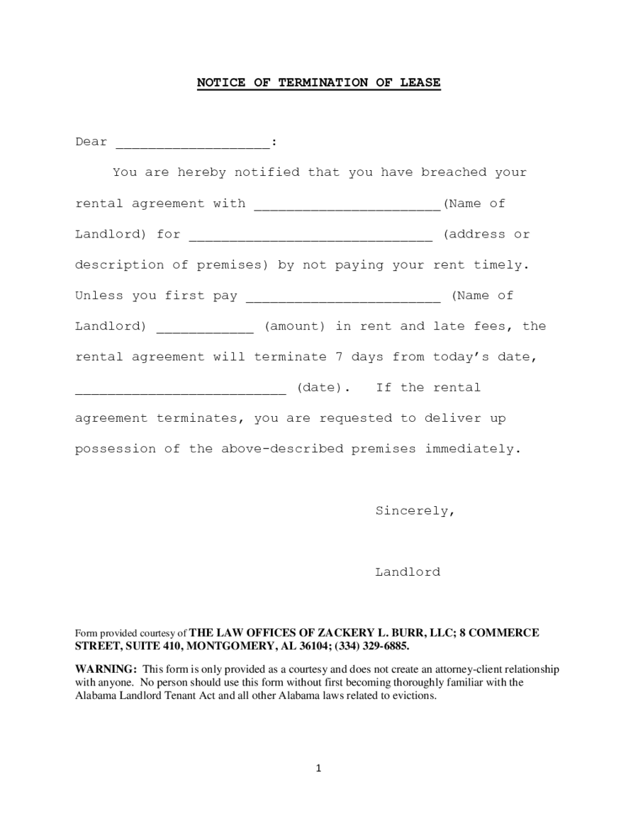 Landlord Lease Termination Letter