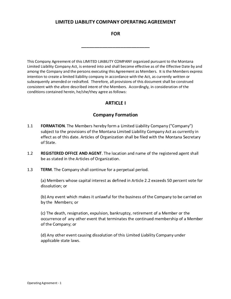 Manager Managed Llc Operating Agreement Template PDF Template   Limited Liability Company Operating Agreement 0140390 