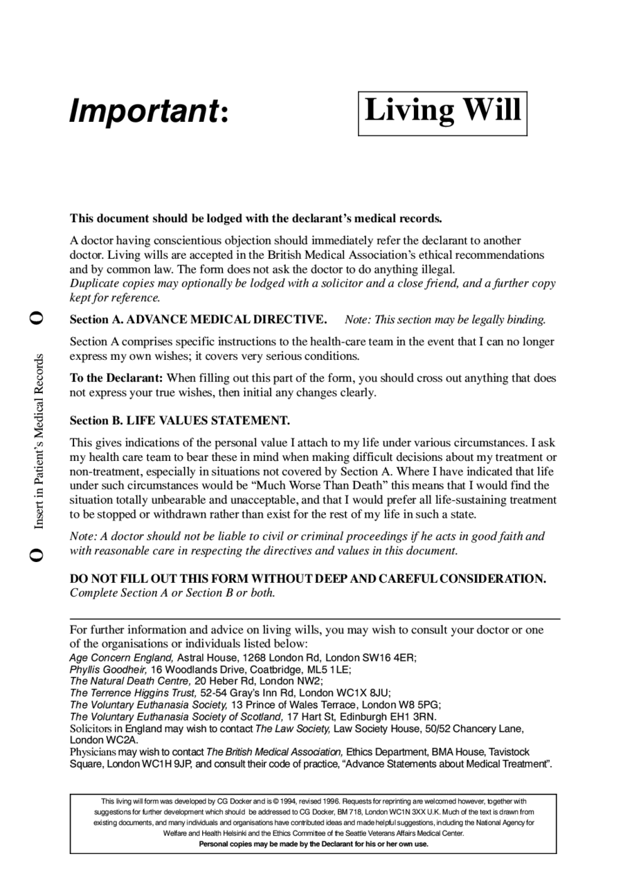 2024 Living Will Form Fillable Printable PDF Forms Handypdf