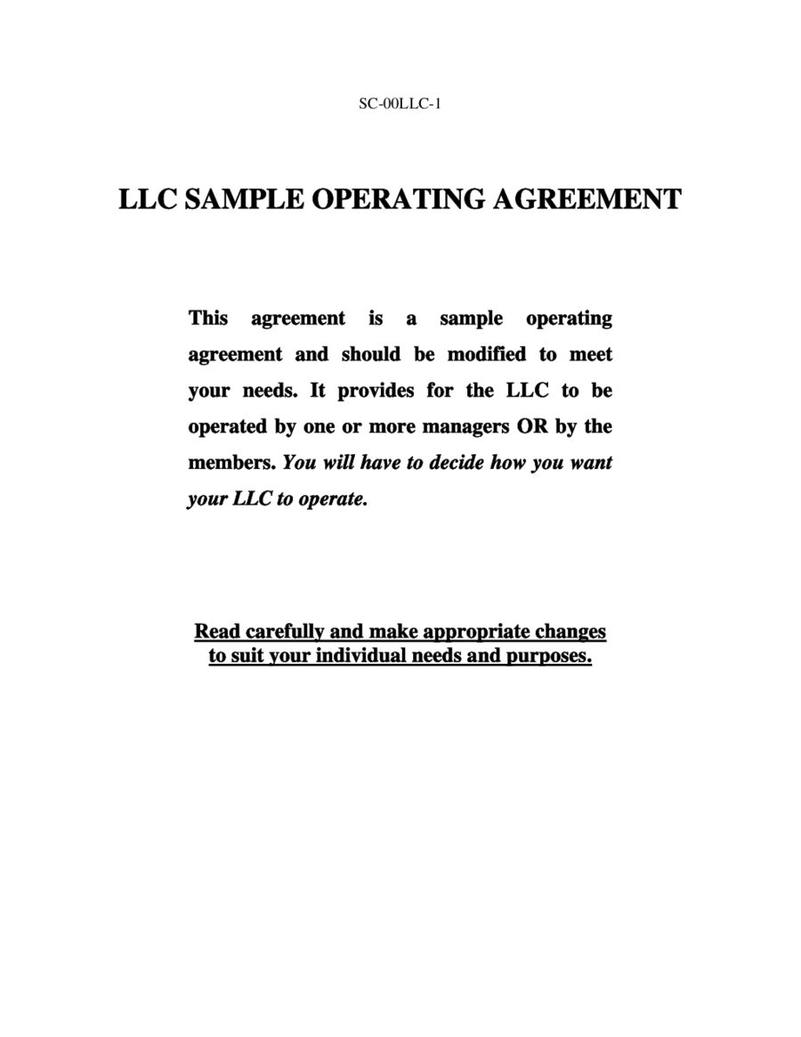 2024 LLC Operating Agreement Template Fillable, Printable PDF & Forms