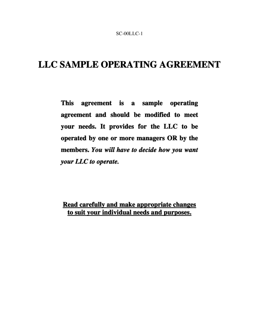 2024 LLC Operating Agreement Template Fillable Printable PDF Forms 