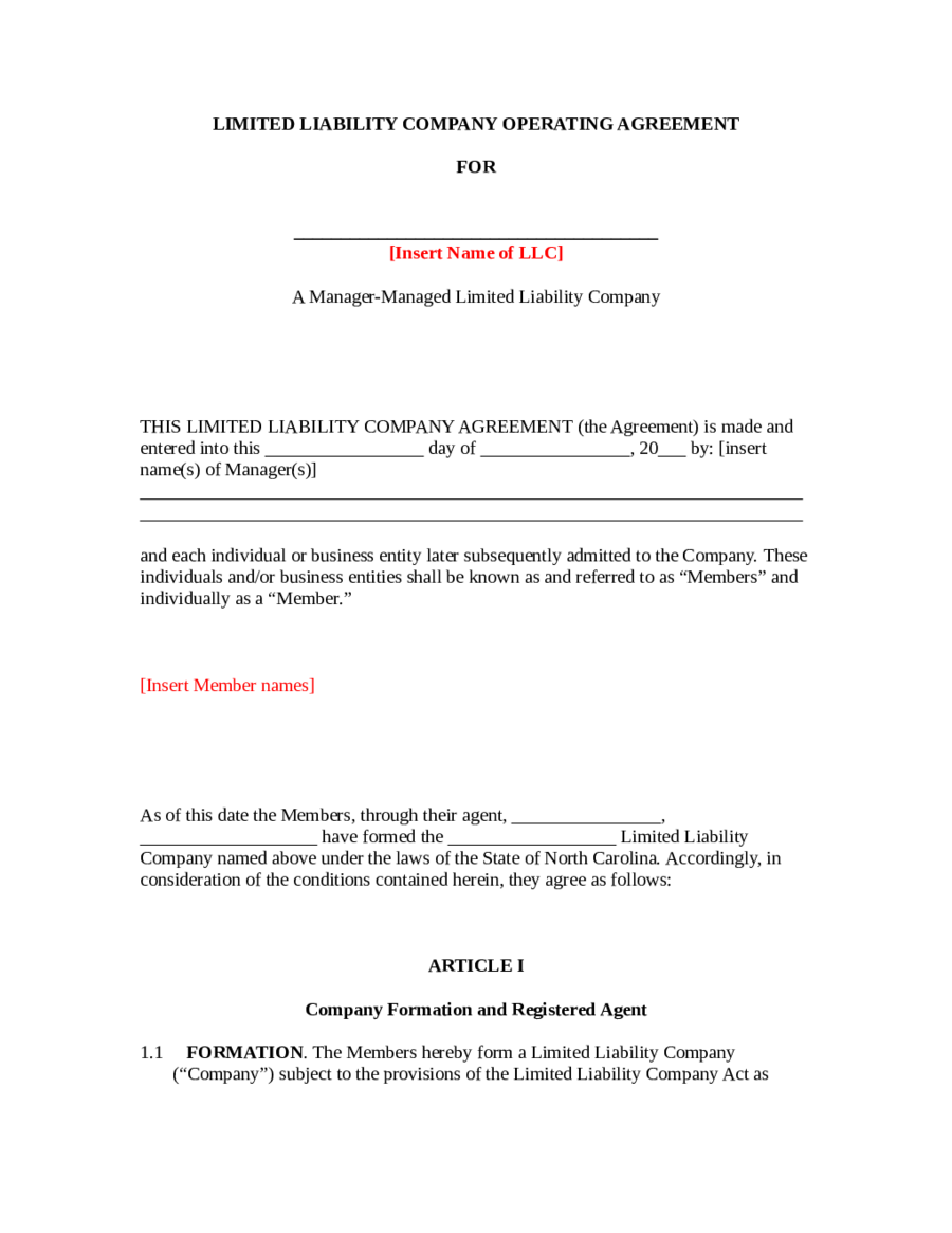 Free Llc Operating Agreement Template