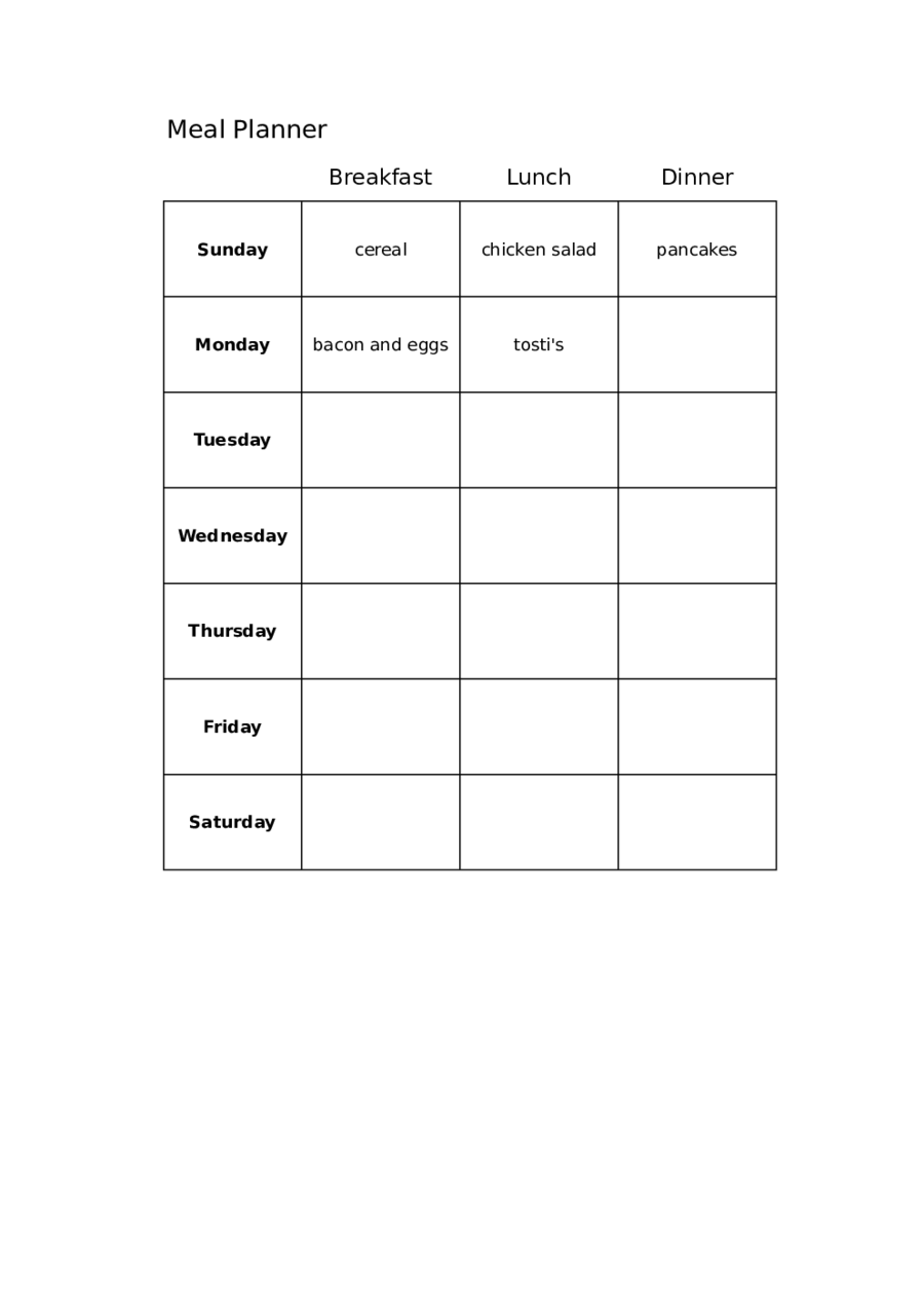 Meal Planner Templates Download