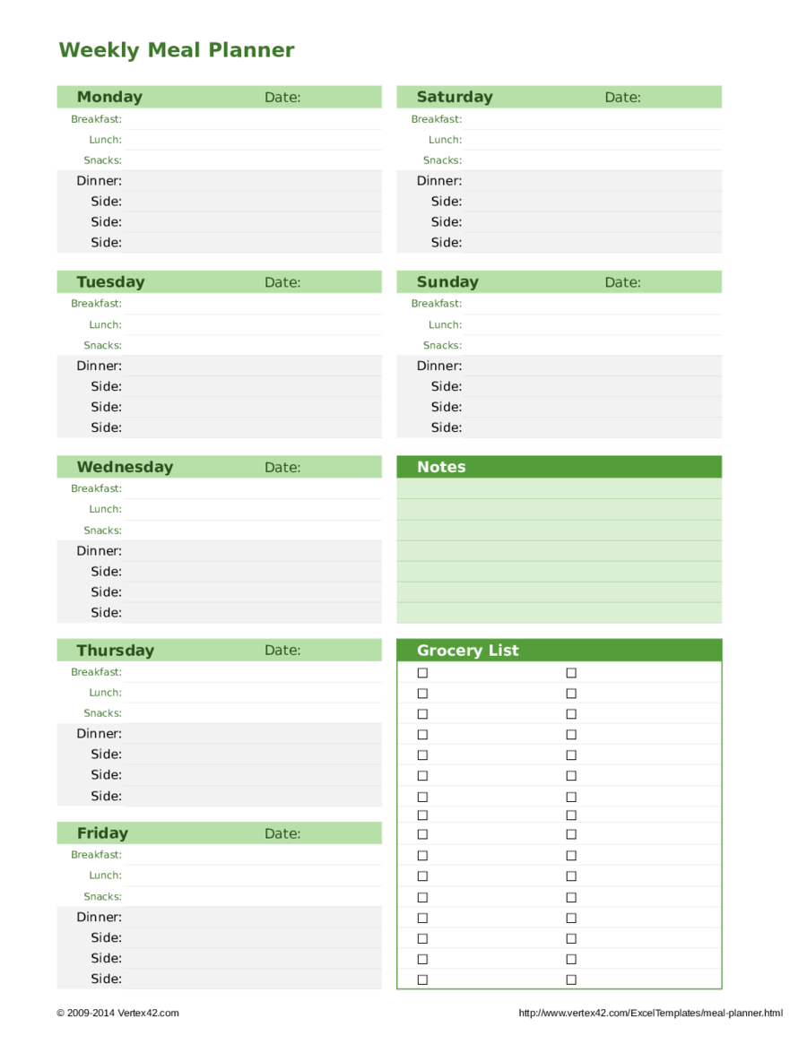 Meal Planning Template Excel from handypdf.com